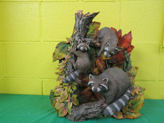 Lighted Fall Scene w/Racoons - 2pc